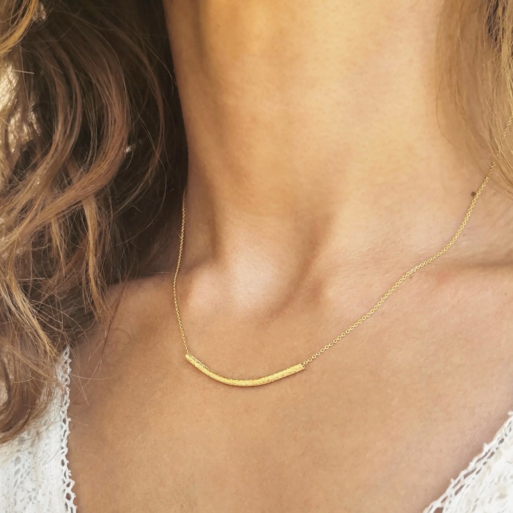 Dainty Gold Bar Necklace, Minimalist